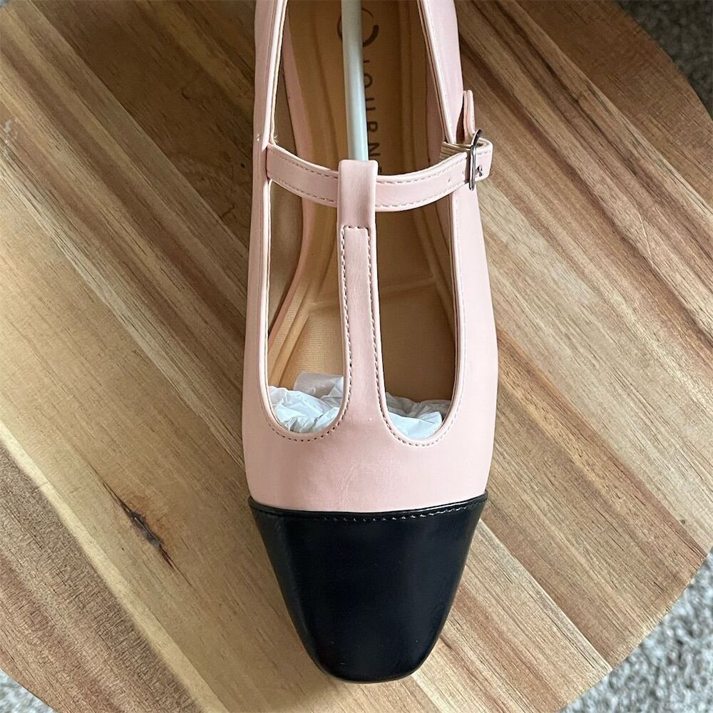 Journee Women's Pink Mary Jane Dress Flats Size 6 T-Strap Cap Toe​​
